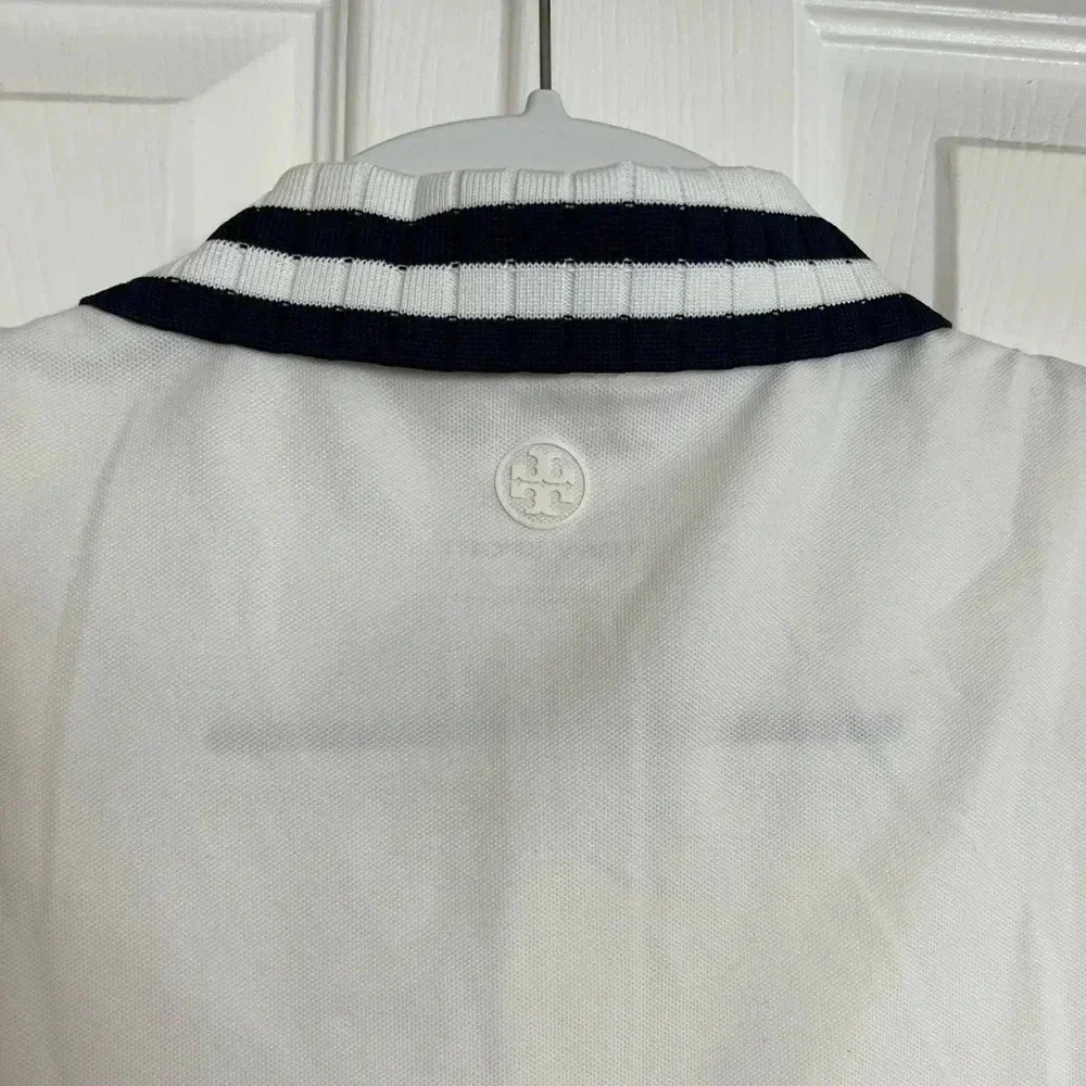 Tory Burch Performance Pleated Collar Sleeveless Polo